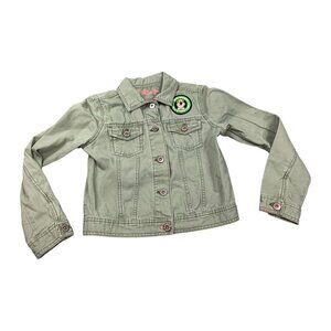 Vintage Mudd Jacket Girl Large Green Denim Yogi Bear Jellystone Park Patch Y2K